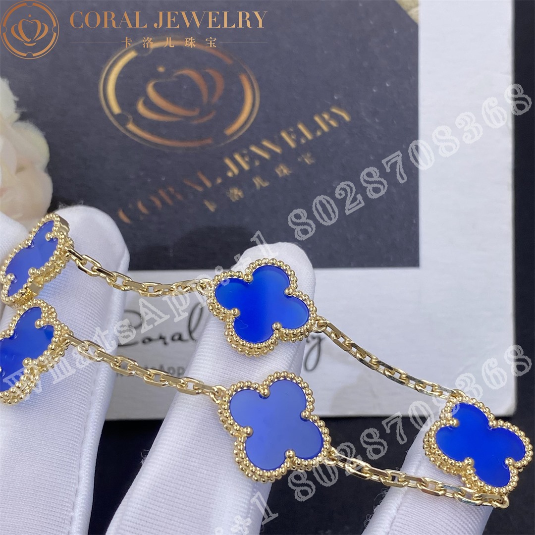 Van Cleef Arpels Vintage Alhambra Bracelet 5 Motifs Yellow Gold Agate Vcarp34900 Coral (8)