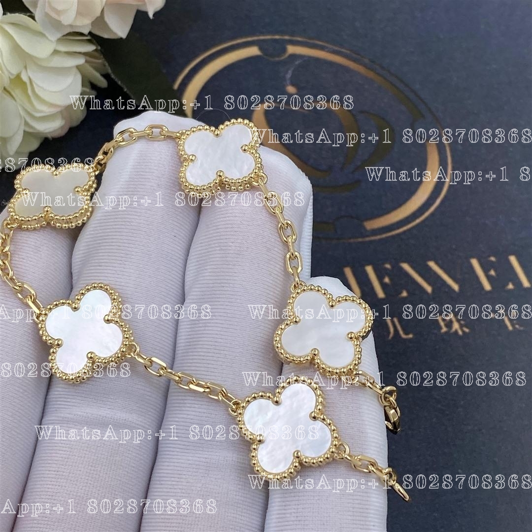 Van Cleef & Arpels Vintage Alhambra bracelet, 5 motifs Yellow gold, Mother-of-pearl VCARA41800