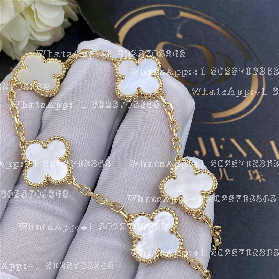 Van Cleef & Arpels Vintage Alhambra bracelet, 5 motifs Yellow gold, Mother-of-pearl VCARA41800