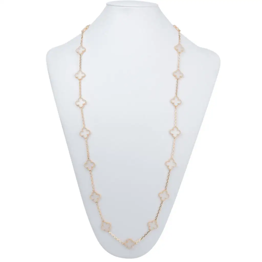 Van Cleef & Arpels Vintage Alhambra long necklace, 20 motifs,Rock Crystal