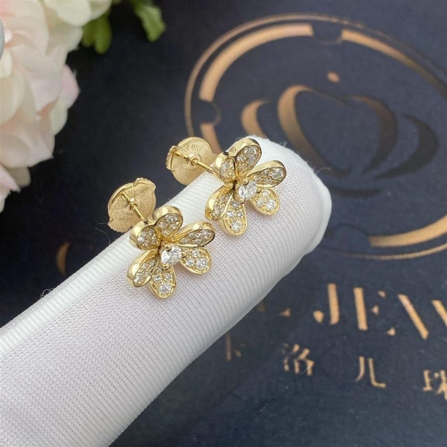 Van Cleef & Arpels Frivole earrings, mini model Yellow gold, Diamond VCARP24200