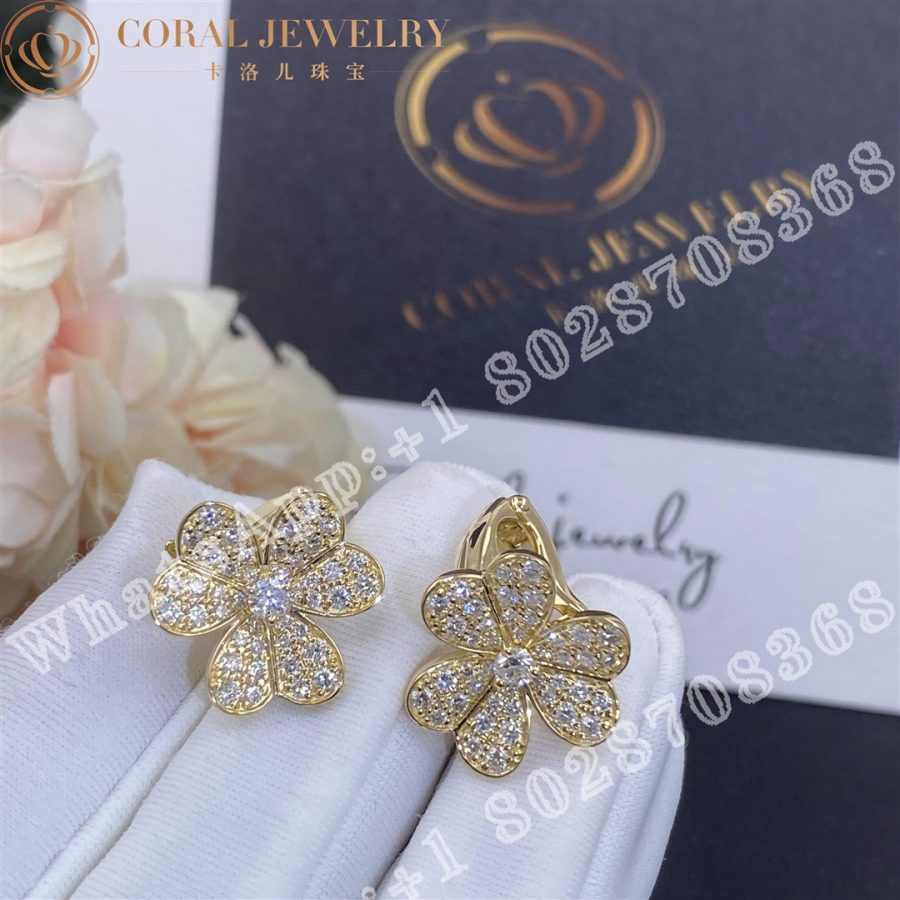 Van Cleef Arpels Frivole Earrings Small Model Yellow Gold Diamond Vcarp0j900 Coral (6)