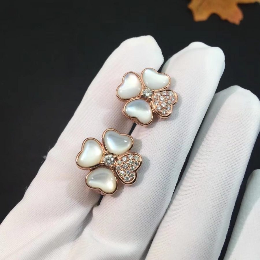 Van Cleef & Arpels Cosmos earrings, medium model Rose gold, Diamond, Mother-of-pearl VCARO5BZ00