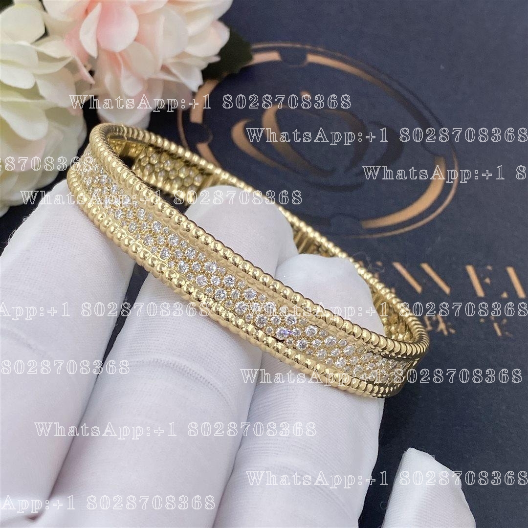 Van Cleef & Arpels Perlée diamonds bracelet, 3 rows, Yellow gold, Diamond VCARP5DP00