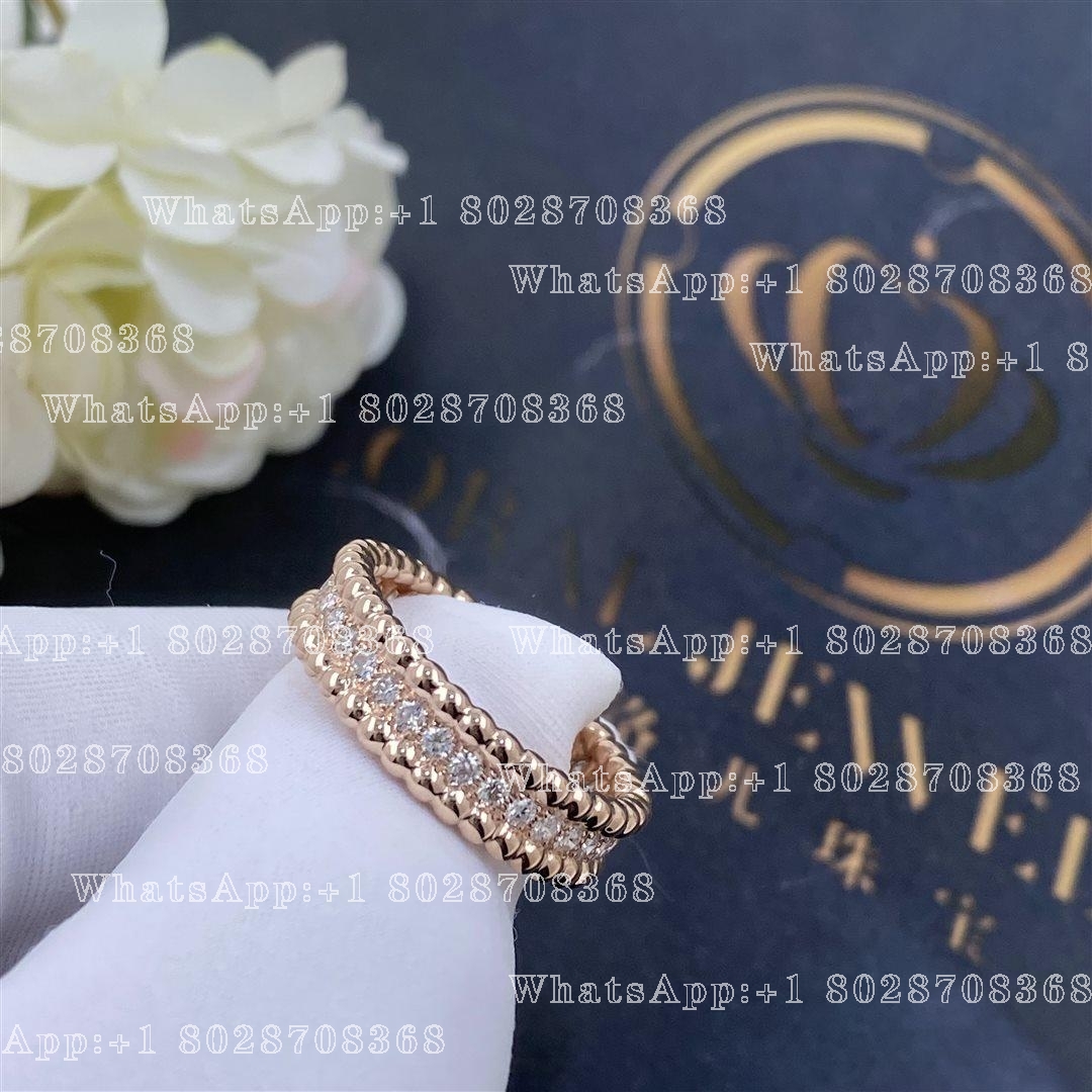 Van Cleef & Arpels Perlée diamonds ring, 1 row Rose gold, Diamond VCARP4E300