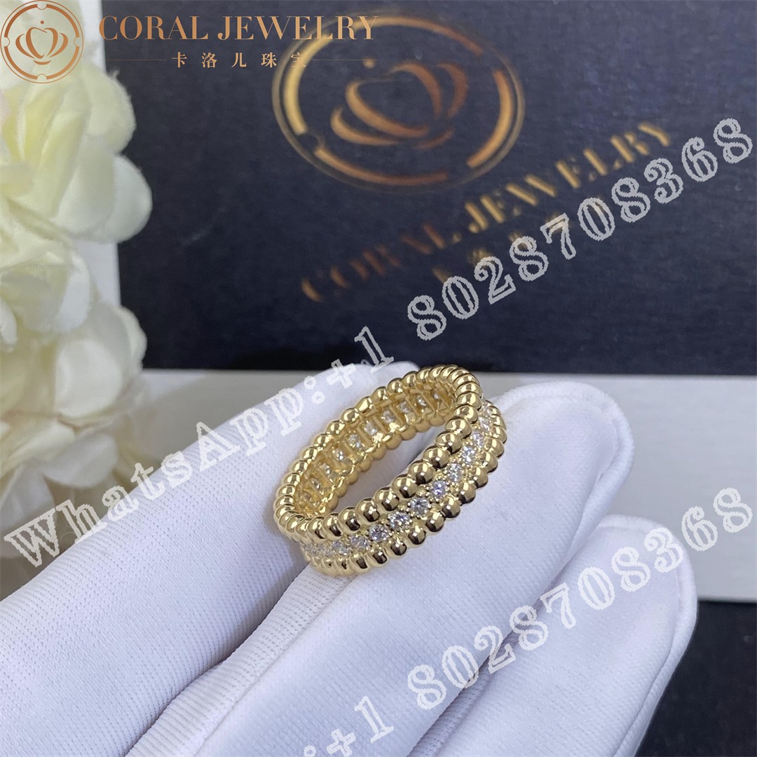 Van Cleef Arpels Perlee Diamonds Ring 1 Row Yellow Gold Diamond Vcarp4e100 Coral (5)