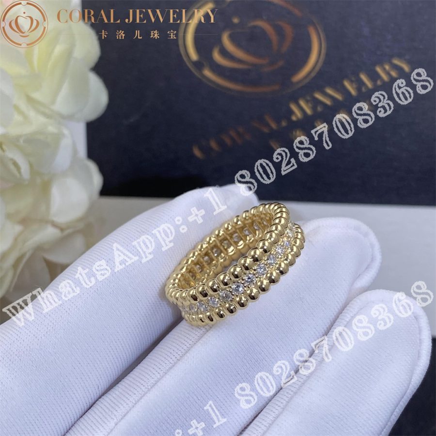 Van Cleef Arpels Perlee Diamonds Ring 1 Row Yellow Gold Diamond Vcarp4e100 Coral (7)