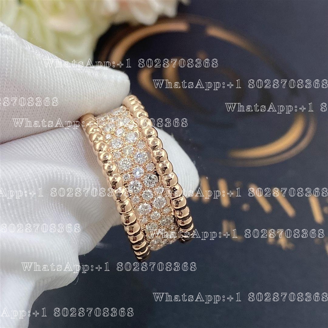 Van Cleef & Arpels Perlée diamonds ring, 3 rows Rose gold, Diamond VCARN9WE00