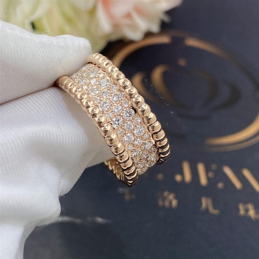 Van Cleef & Arpels Perlée diamonds ring, 3 rows Rose gold, Diamond VCARN9WE00