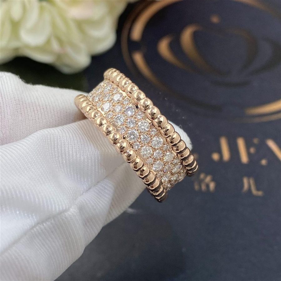 Van Cleef & Arpels Perlée diamonds ring, 3 rows Rose gold, Diamond VCARN9WE00