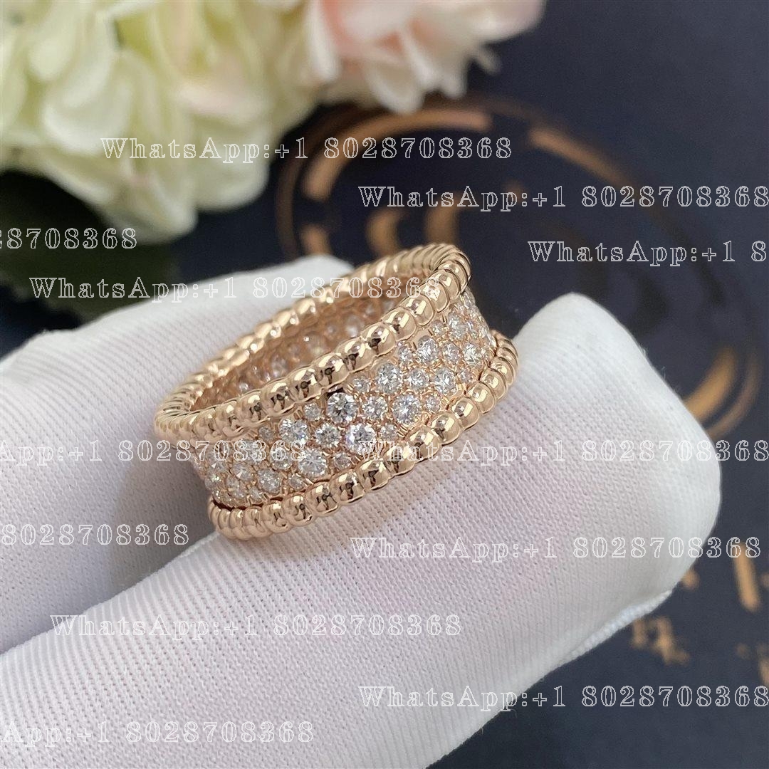 Van Cleef & Arpels Perlée diamonds ring, 3 rows Rose gold, Diamond VCARN9WE00