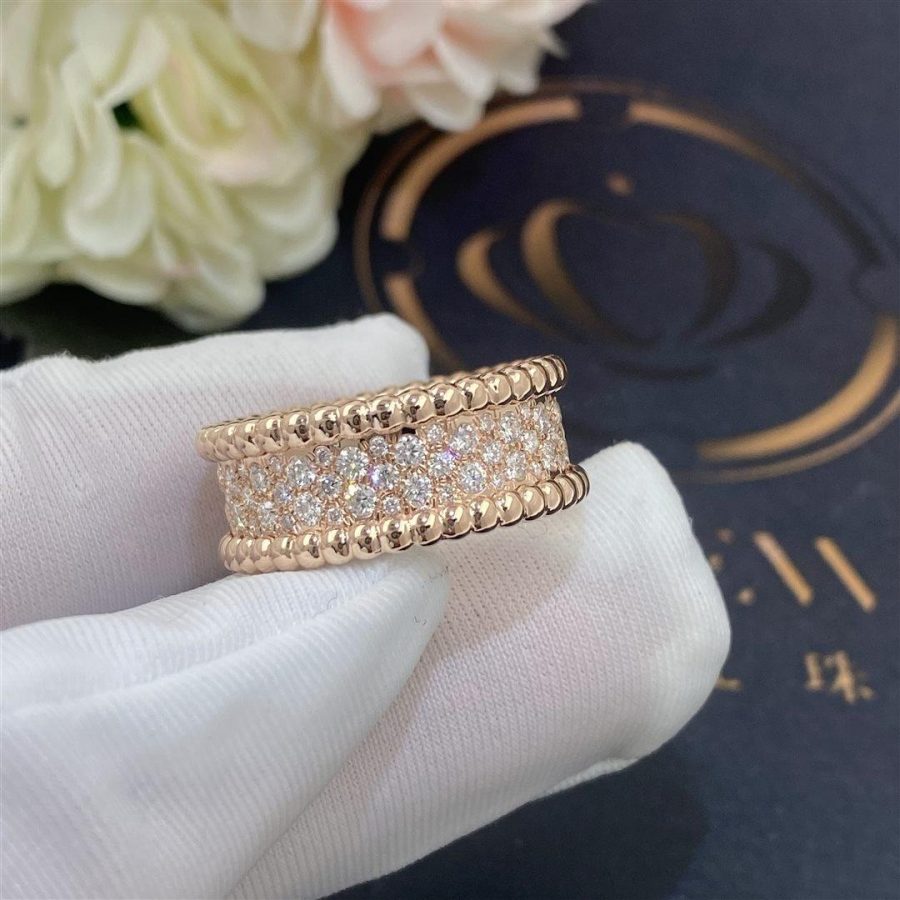 Van Cleef & Arpels Perlée diamonds ring, 3 rows Rose gold, Diamond VCARN9WE00