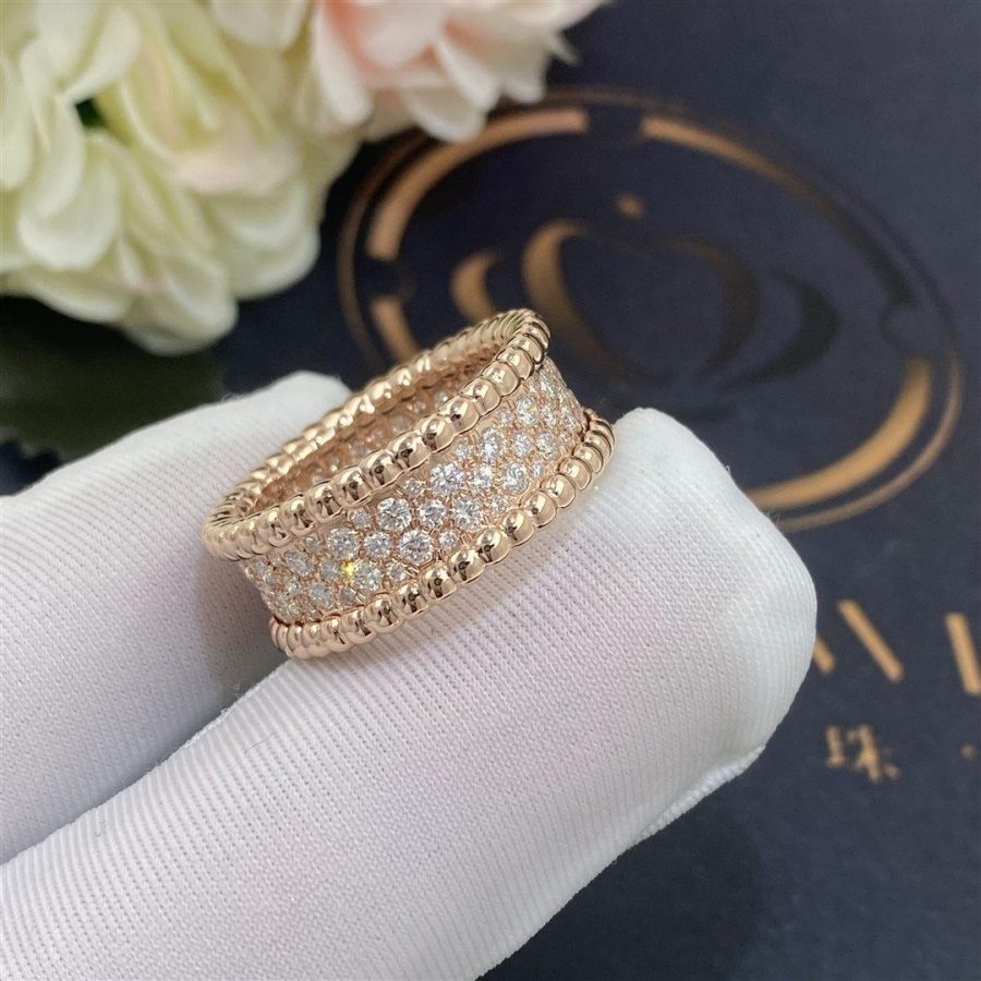 Van Cleef & Arpels Perlée diamonds ring, 3 rows Rose gold, Diamond VCARN9WE00