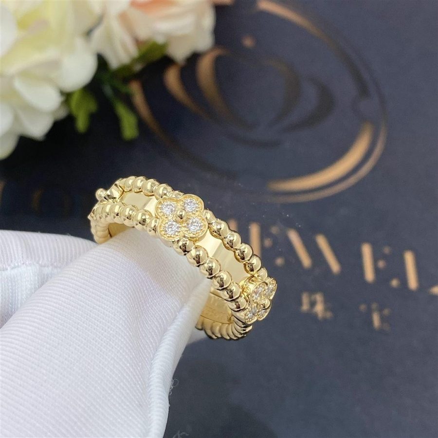 Van Cleef Arpels Perlée sweet clovers ring Yellow gold, Diamond VCARP6MM00