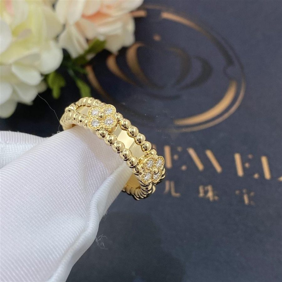 Van Cleef Arpels Perlée sweet clovers ring Yellow gold, Diamond VCARP6MM00