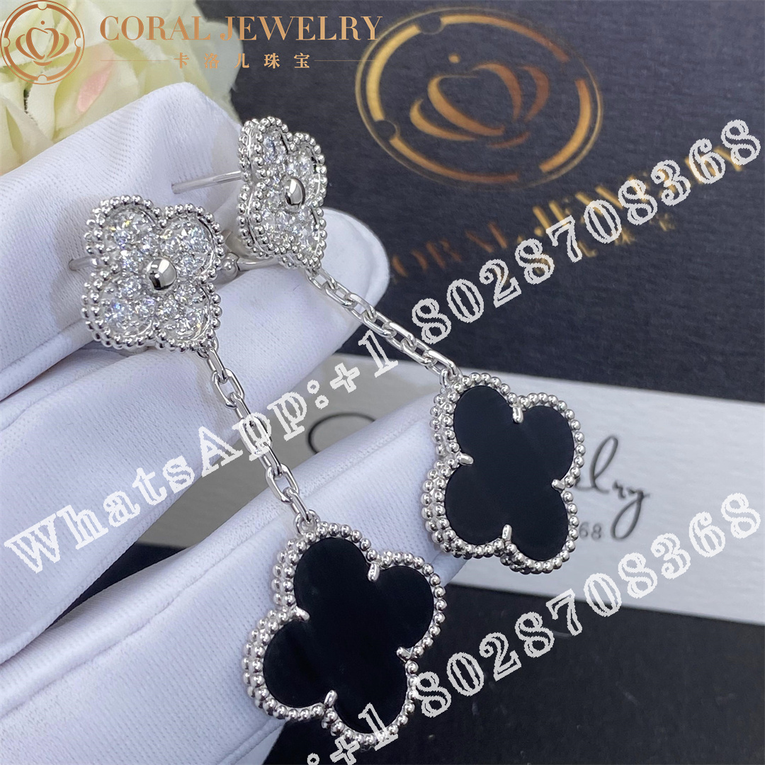 Van Cleef Arpels Magic Alhambra Earrings 2 Motifs White Gold Diamond Onyx Vcarp2ra00 Coral (2)