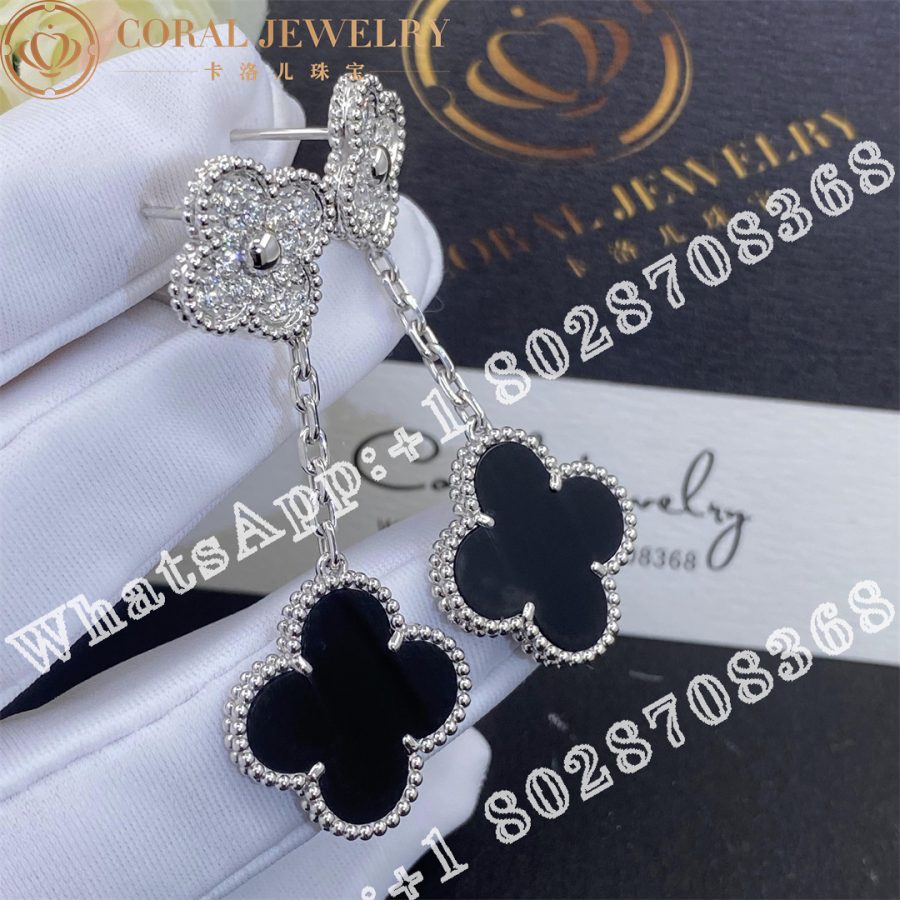 Van Cleef Arpels Magic Alhambra Earrings 2 Motifs White Gold Diamond Onyx Vcarp2ra00 Coral (4)