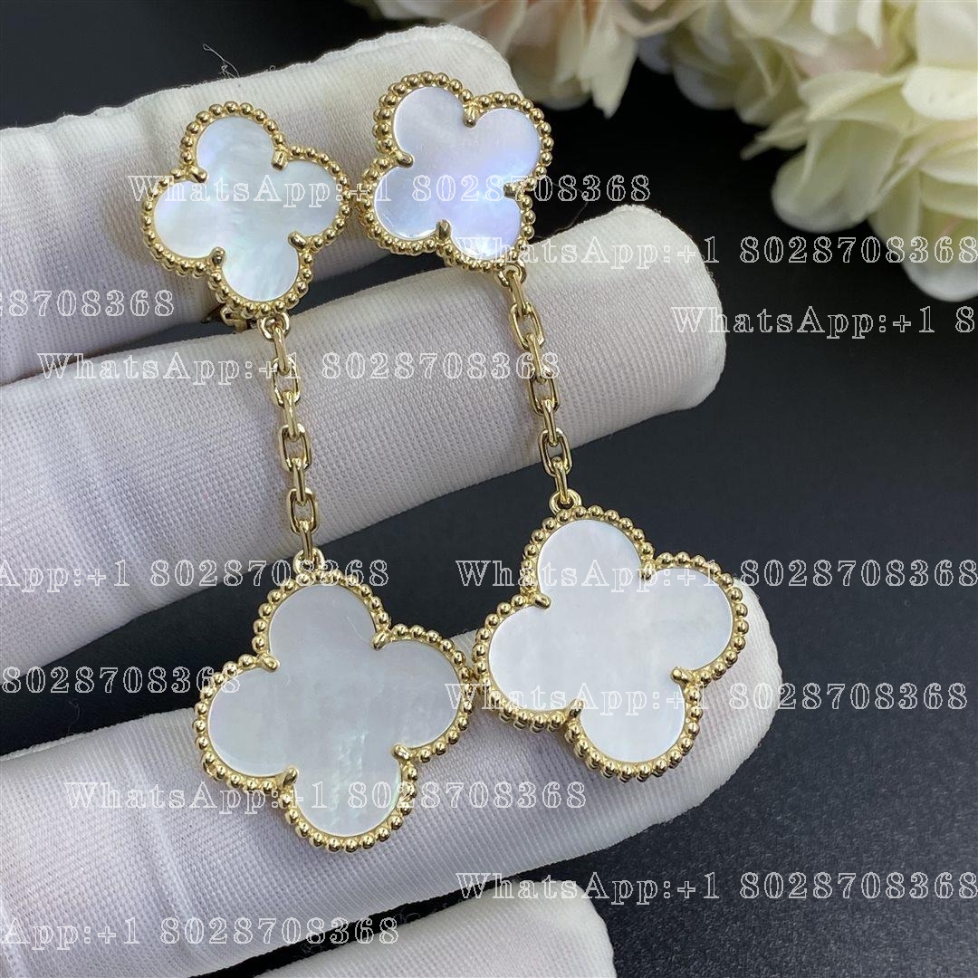 Van Cleef & Arpels Magic Alhambra earrings, 2 motifs Yellow gold, Mother-of-pearl VCARD78800