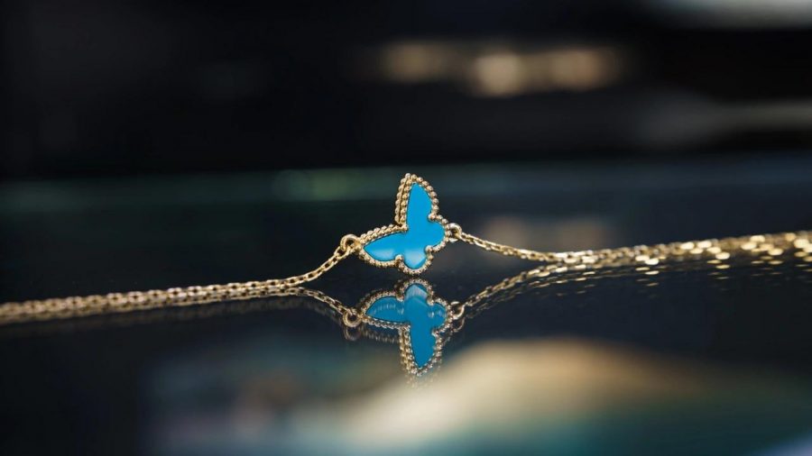 Van Cleef & Arpels Sweet Alhambra butterfly bracelet Yellow gold, Turquoise