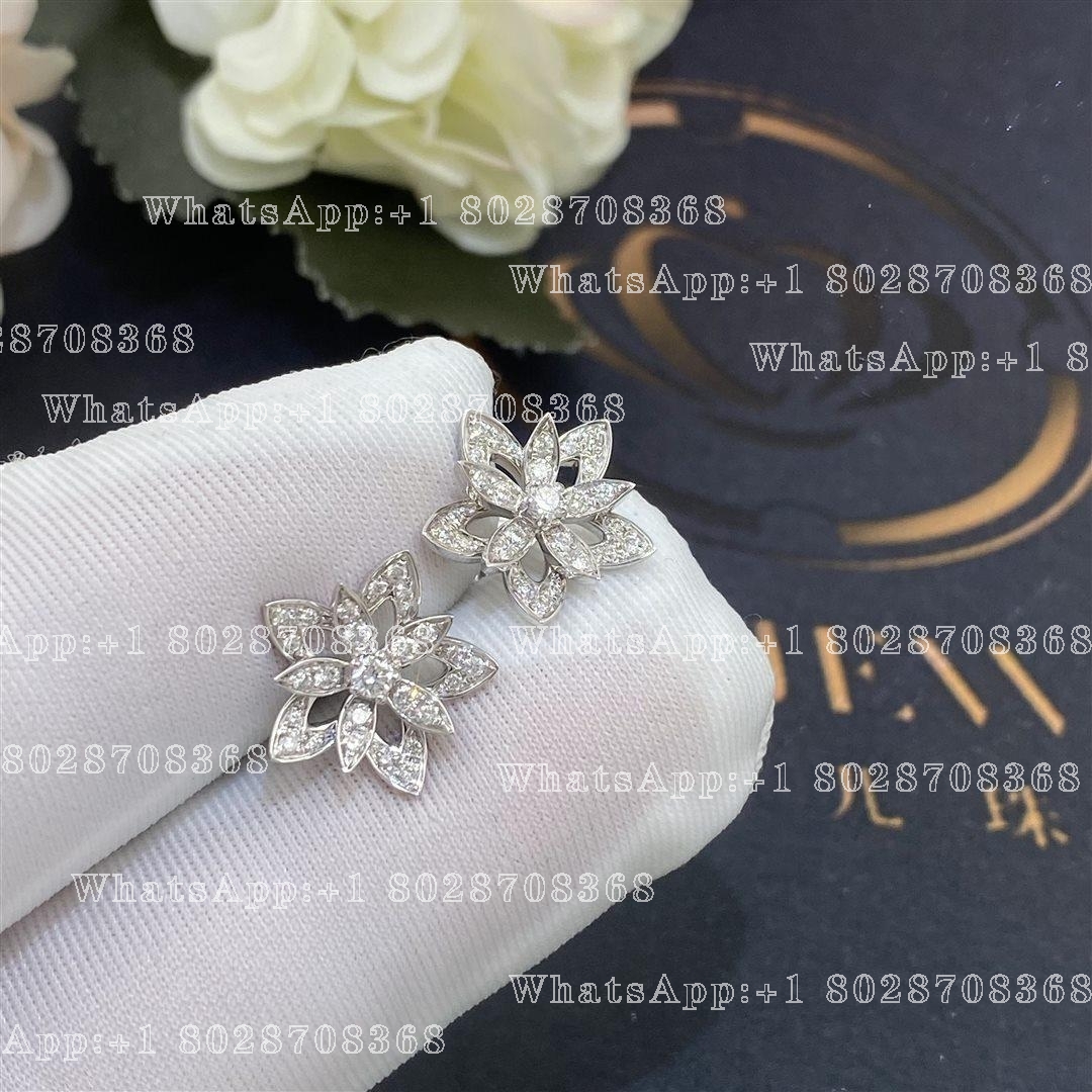 VAN CLEEF & ARPELS Lotus Diamond White Gold Large Clip-on Earrings |  Figural jewelry, Diamond, Large earrings