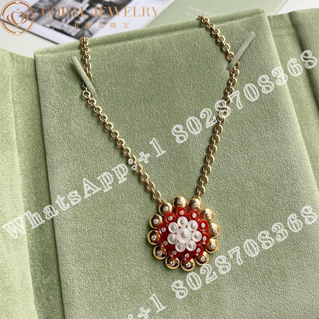 Van Cleef Arpels Bouton Dor Pendant Rose Gold Carnelian Diamond Mother Of Pearl Vcaro9j800 Coral (1)