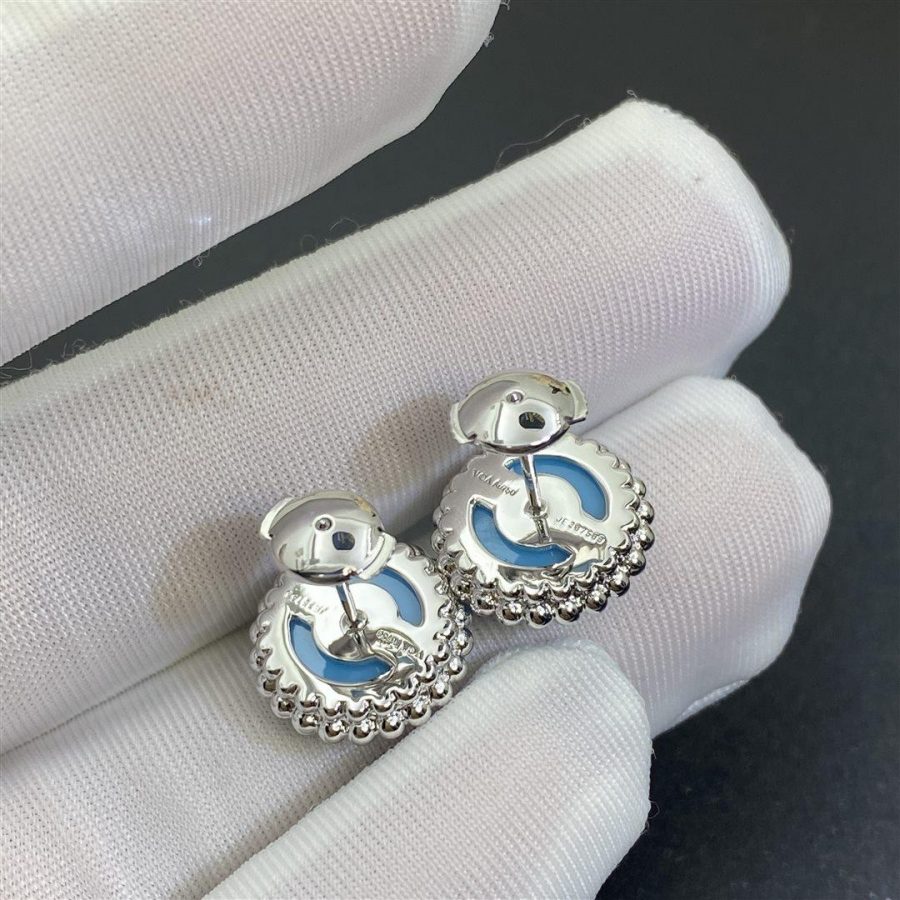 Van Cleef & Arpels Perlée couleurs earrings White gold, Turquoise VCARP4DT00