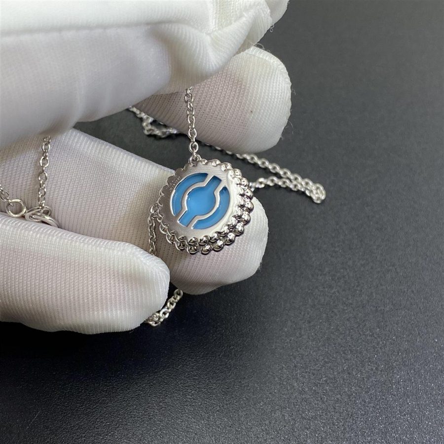 Perlée couleurs pendant, white gold, turquoise