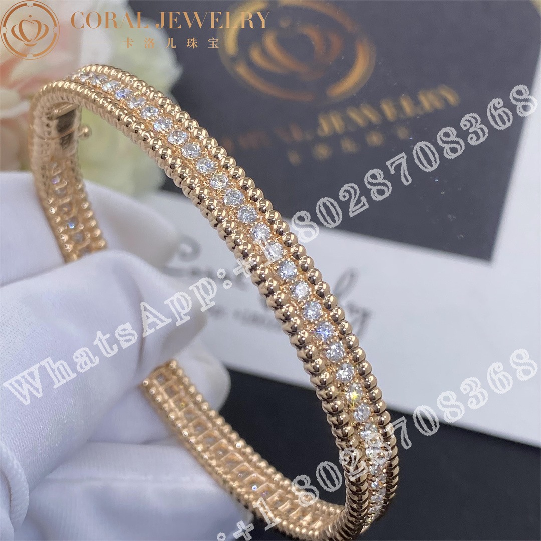 Van Cleef Arpels Perlee Diamonds Bracelet 1 Row Rose Gold Diamond Vcarp27g00 Coral (7)