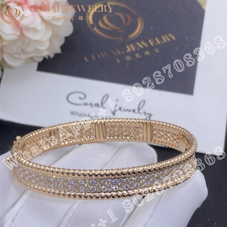 Van Cleef Arpels Perlee Diamonds Bracelet 3 Rows Rose Gold Diamond Vcarp5e600 Coral (1)