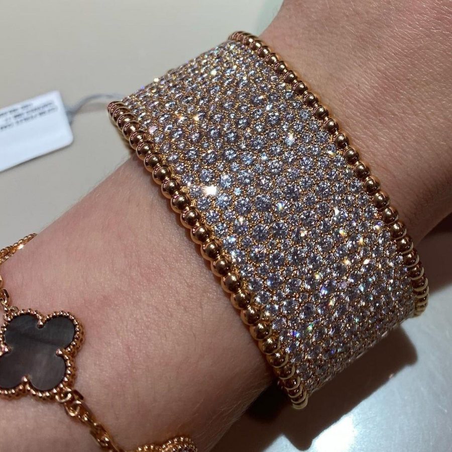 Van Cleef & Arpels Perlée diamonds bracelet, Rose gold VCARO2EX00