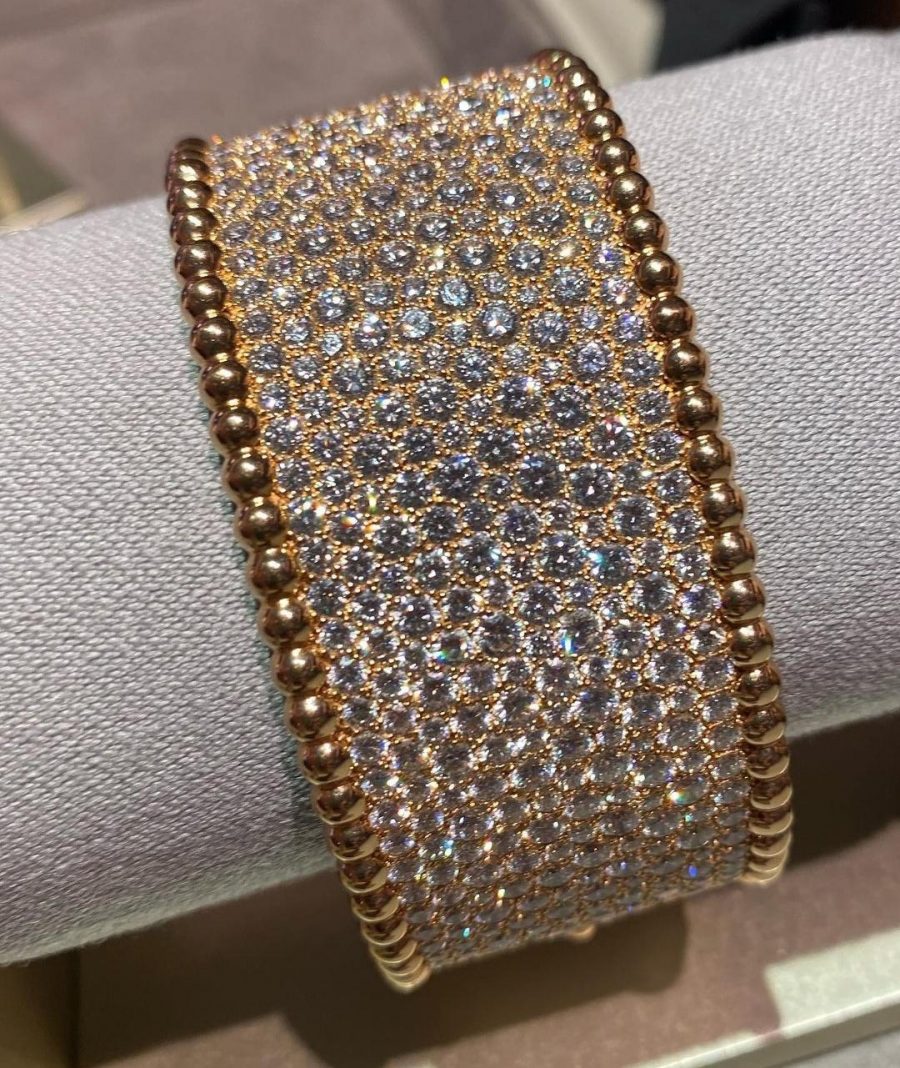 Van Cleef & Arpels Perlée diamonds bracelet, Rose gold VCARO2EX00