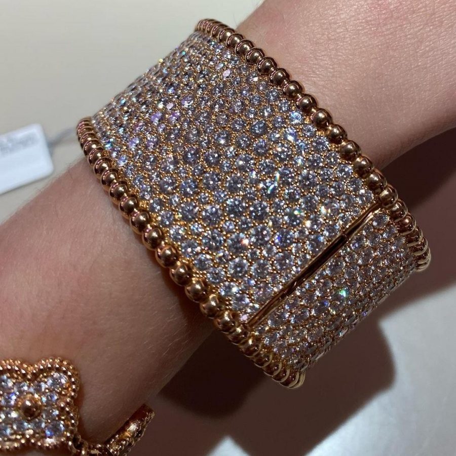 Van Cleef & Arpels Perlée diamonds bracelet, Rose gold VCARO2EX00