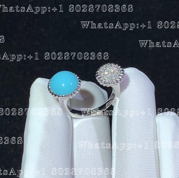 Van Cleef & Arpels Perlée couleurs Between the Finger ring White gold, Diamond, Turquoise VCARO9SW00