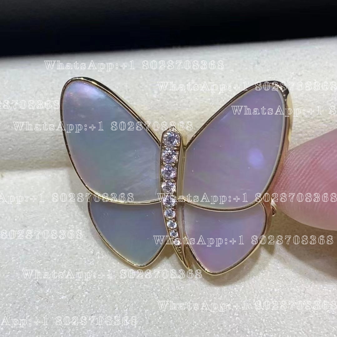 Van Cleef & Arpels Butterfly Clip Yellow gold, Diamond, Mother-of-pearl VCARA64100