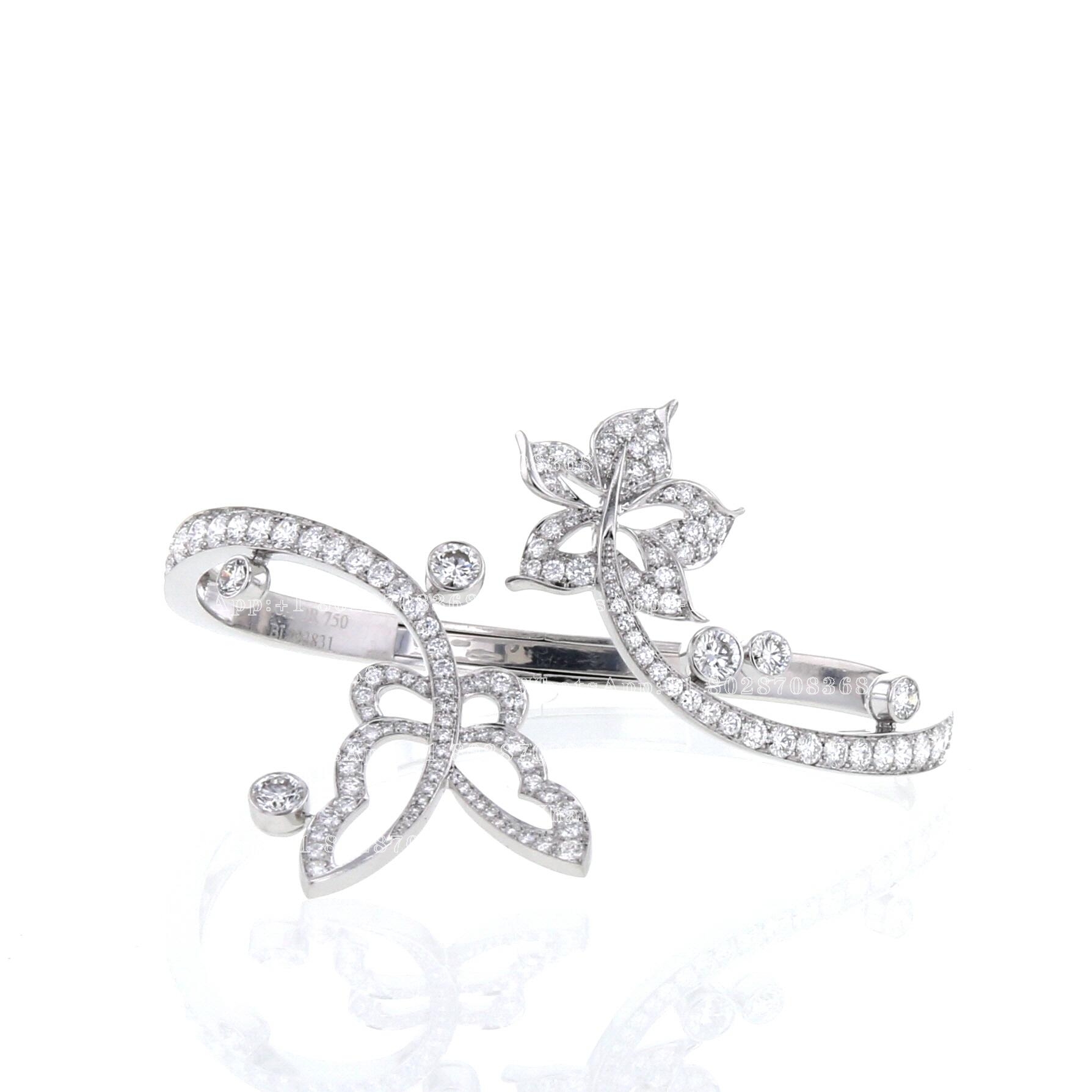 Van Cleef & Arpels Flying Butterfly Hinged Bracelet in white gold and diamonds