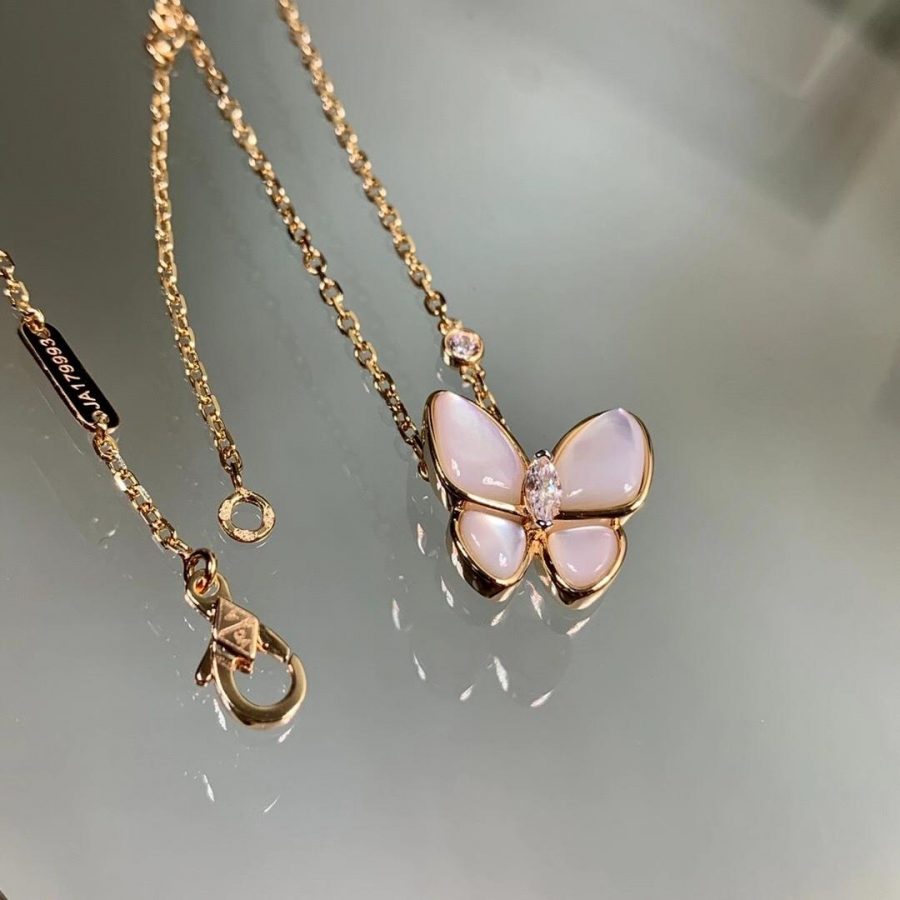 Van Cleef & Arpels Two Butterfly pendant Rose gold, Diamond, Mother-of-pearl VCARO8FO00