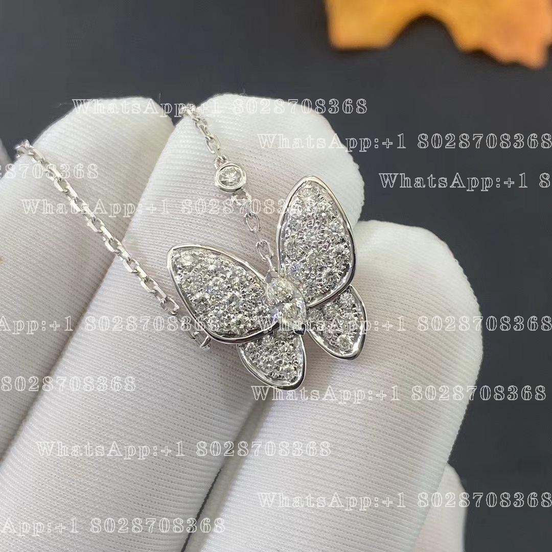 Van Cleef & Arpels Two Butterfly pendant White gold, Diamond VCARO3M400