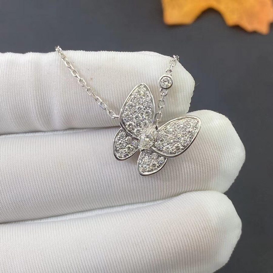 Van Cleef & Arpels Two Butterfly pendant White gold, Diamond VCARO3M400