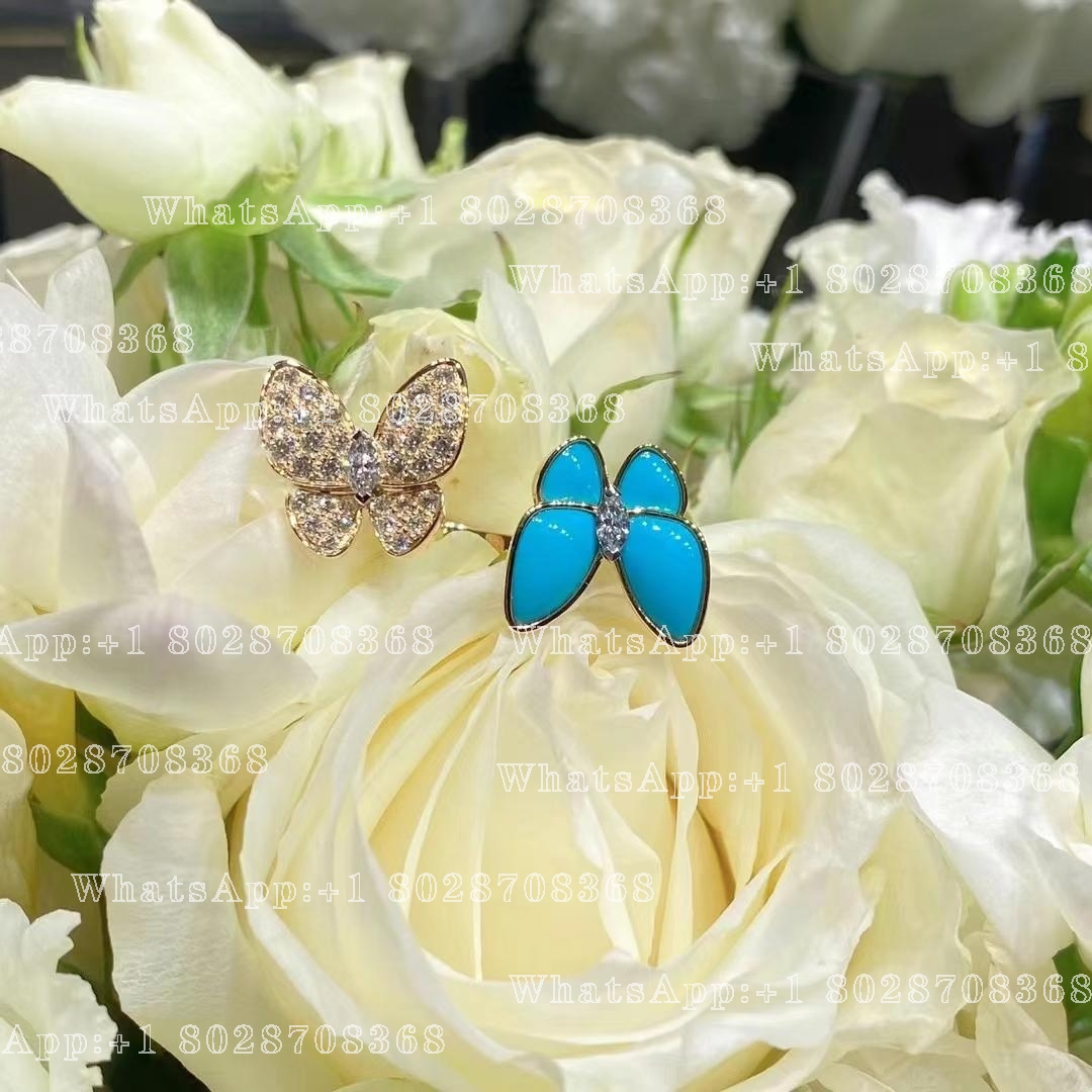 Van Cleef & Arpels Two Butterfly Between the Finger ring Yellow gold, Diamond, Turquoise VCARP7UZ00