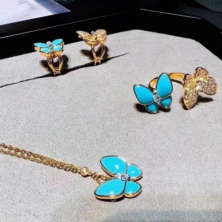 Van Cleef & Arpels Two Butterfly Between the Finger ring Yellow gold, Diamond, Turquoise VCARP7UZ00