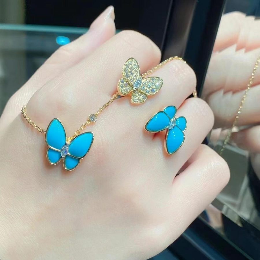 Van Cleef & Arpels Two Butterfly Between the Finger ring Yellow gold, Diamond, Turquoise VCARP7UZ00