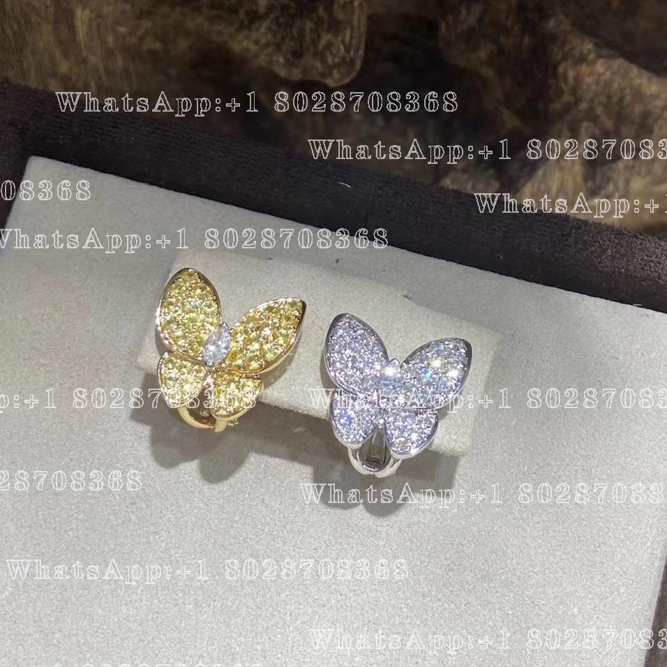 Van Cleef & Arpels Two Butterfly earrings Yellow gold, Diamond, Sapphire VCARB15100