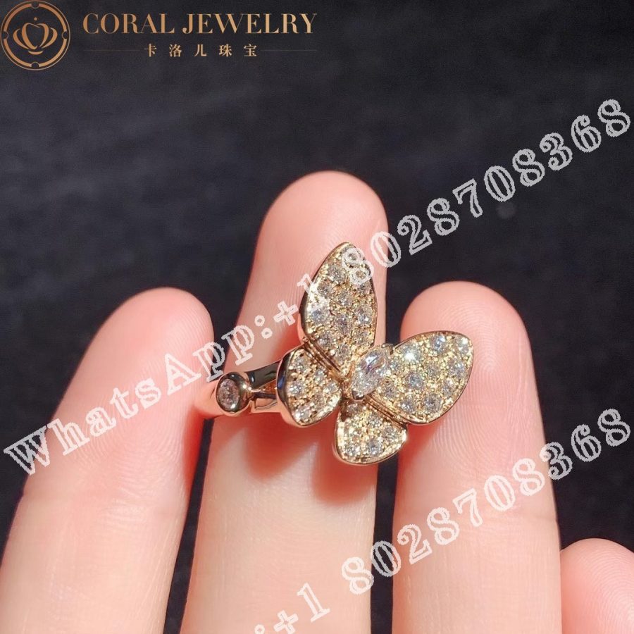 Van Cleef Arpels Two Butterfly Ring Yellow Gold Diamond Vcarp3dq00 Coral (1)