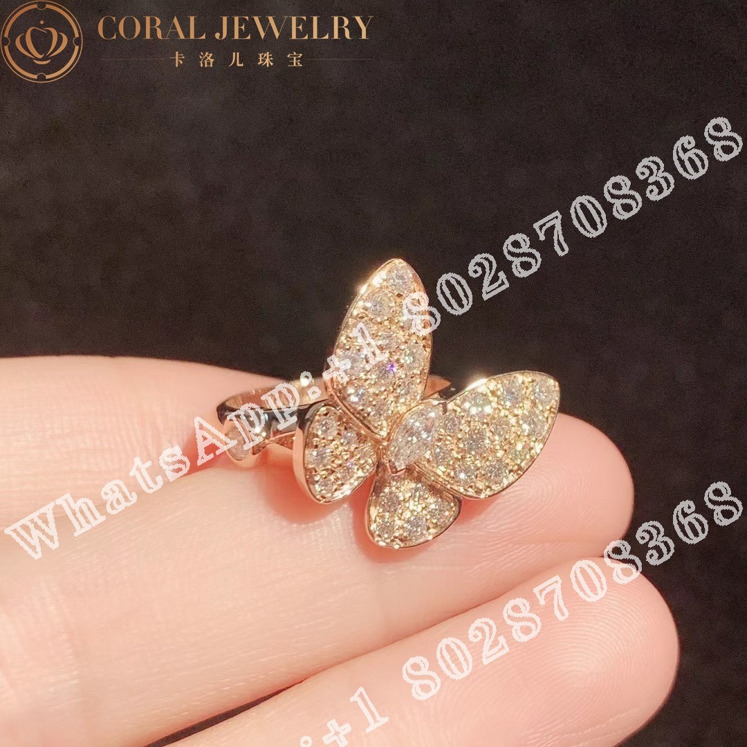 Van Cleef Arpels Two Butterfly Ring Yellow Gold Diamond Vcarp3dq00 Coral (3)