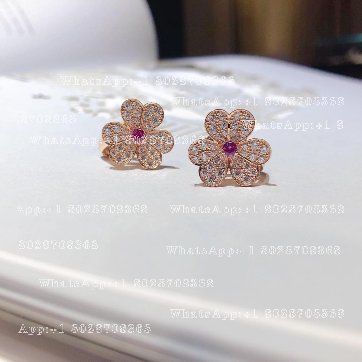 Van Cleef & Arpels Frivole earrings, small model Rose gold, Diamond Pink Sapphire VCARP6L500