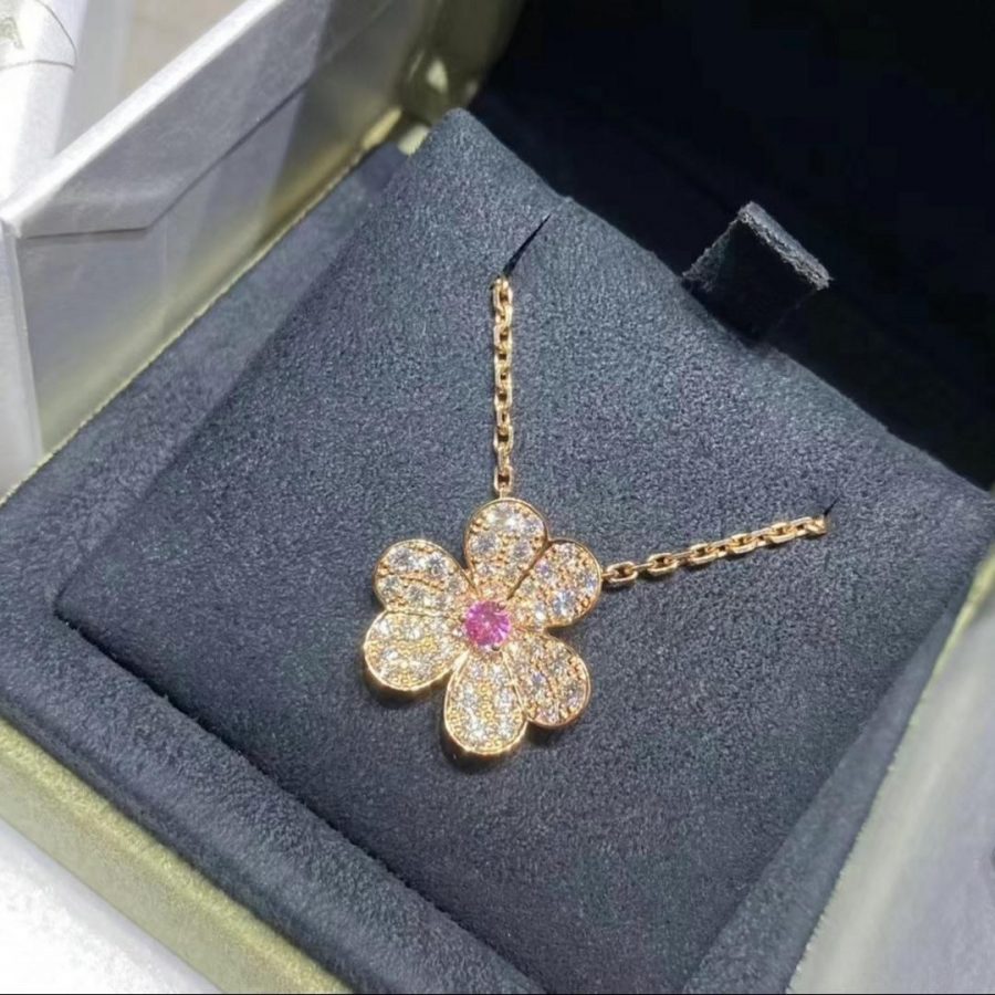 Van Cleef & Arpels Frivole pendant, small model Rose gold, Diamond Pink Sapphire VCARP6L400