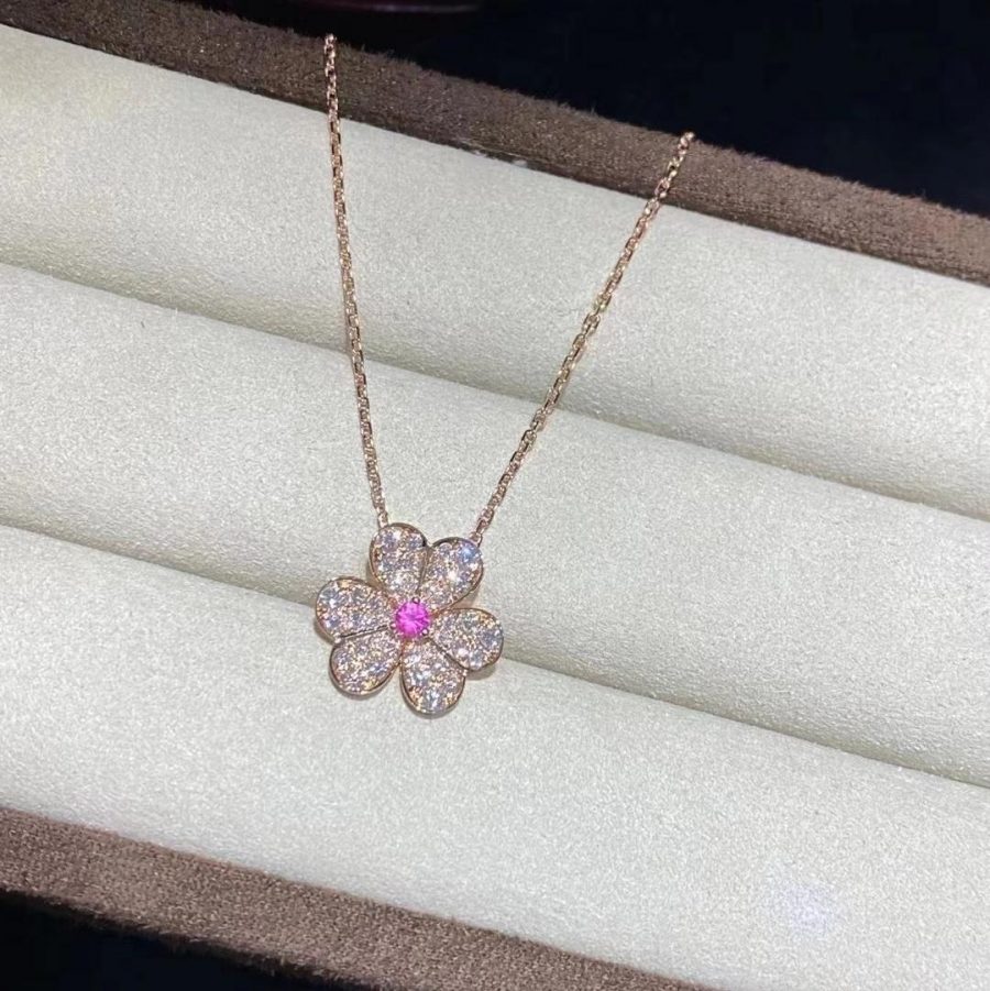 Van Cleef & Arpels Frivole pendant, small model Rose gold, Diamond Pink Sapphire VCARP6L400