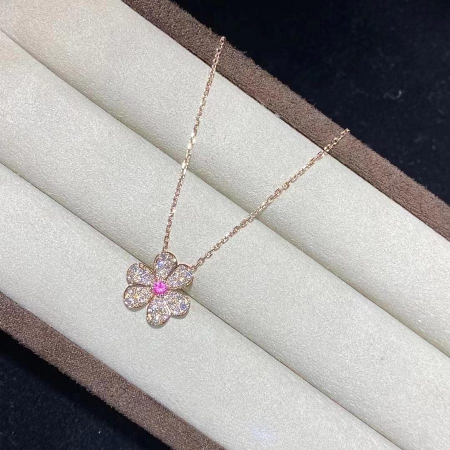 Van Cleef & Arpels Frivole pendant, small model Rose gold, Diamond Pink Sapphire VCARP6L400