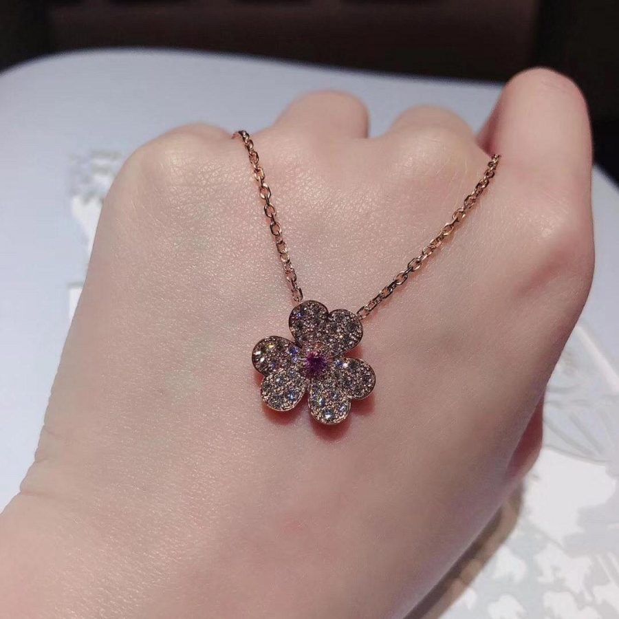 Van Cleef & Arpels Frivole pendant, small model Rose gold, Diamond Pink Sapphire VCARP6L400