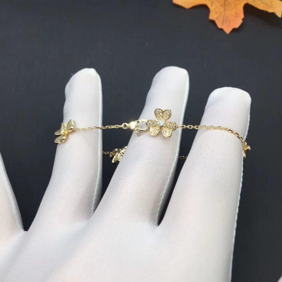 Van Cleef & Arpels Frivole bracelet, 5 flowers Yellow gold, Diamond VCARP3W400